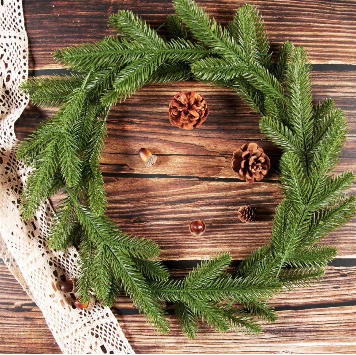 Simulation plant simulation pine branches cross-border for three-pronged double-sided pine needles Christmas tree DIY decorative accessories