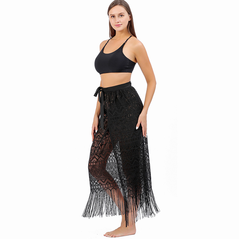 Cross-border New Large Size Lace Beach Dress European and American Style Strap Beach Wrap Dress Bikini Blouse Sunscreen Shawl