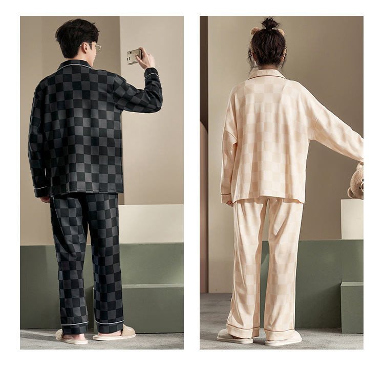 Chun baifen couple pajamas women's spring and autumn 2022 new long-sleeved men's home wear can be worn outside suit wholesale_voghion.com
