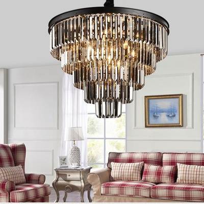 Foreign trade supply modern simple American crystal lamp round multi-layer living room lamp LED bedroom dining room chandelier wholesale