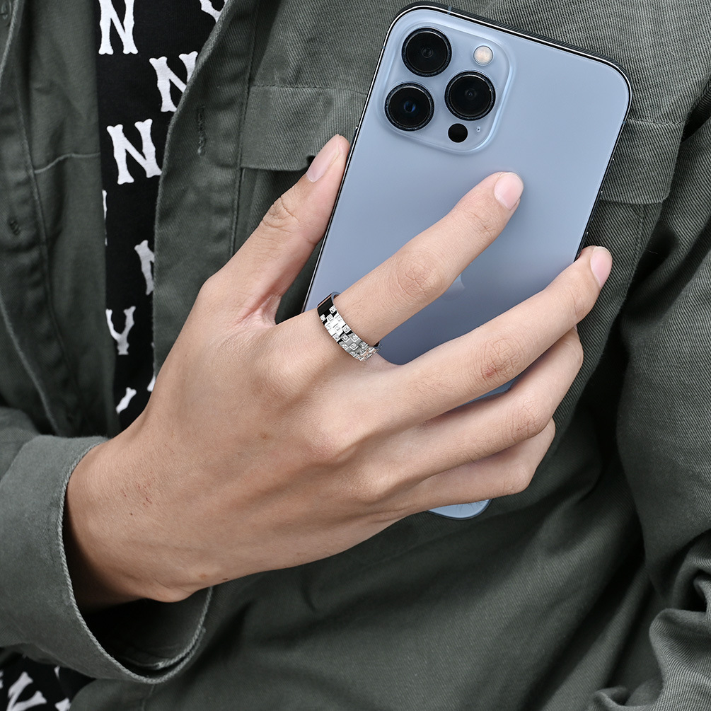 INS Gender-free Neutral Style Titanium Steel Diamond-encrusted Square Zircon Ring Daily Commuter Personalized Wear Matching Jewelry