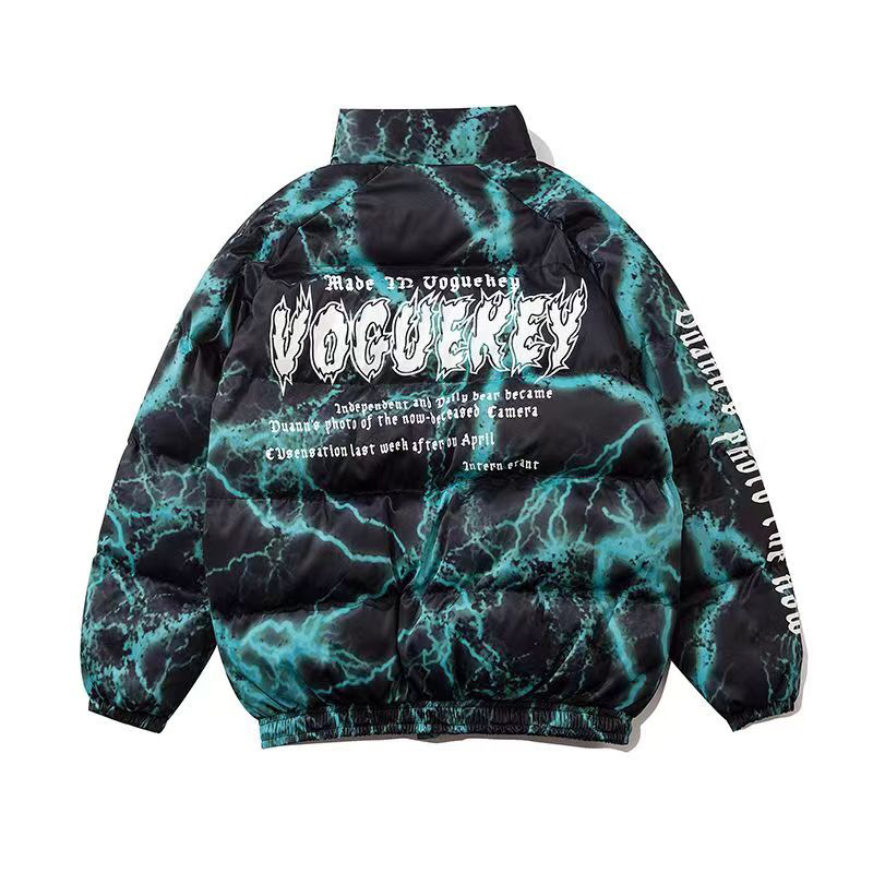 Zichi clothing club American dark graffiti printed loose cotton-padded coat High Street Hip Hop couple bread coat cotton-padded coat fashion