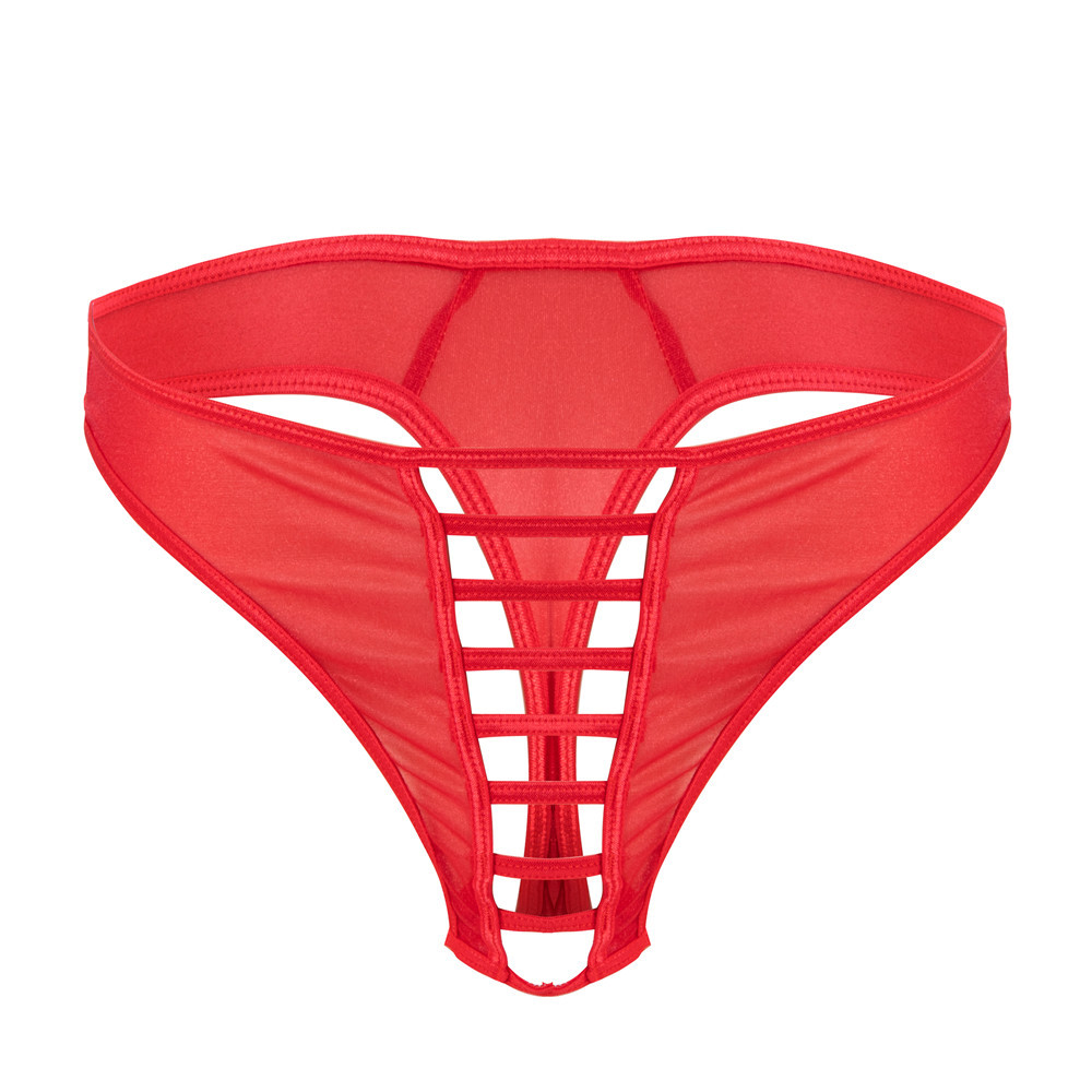 Men's Hollowed-out Erotic Tanga Underwear Transparent Glass Mesh Breathable Low-Waist T-String