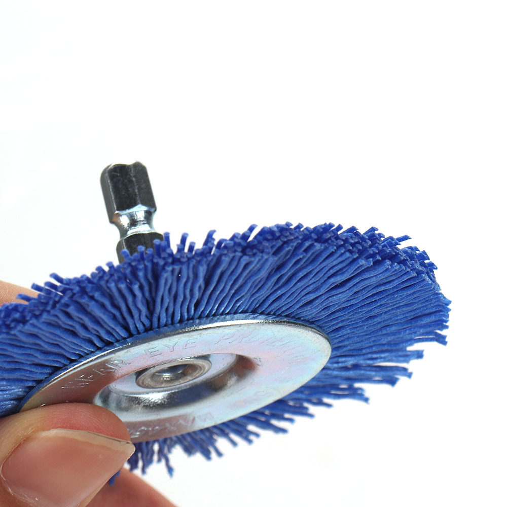 6mm with Rod deburring abrasive steel wire brush head hexagonal handle nylon T-Cup brush wood polishing cleaning electric drill brush