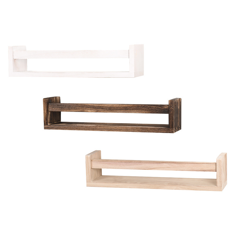 Household Kitchen Rack Wooden Wall-mounted Punch-free Seasoning Rack Spice Storage Rack Seasoning Bottle Storage Rack