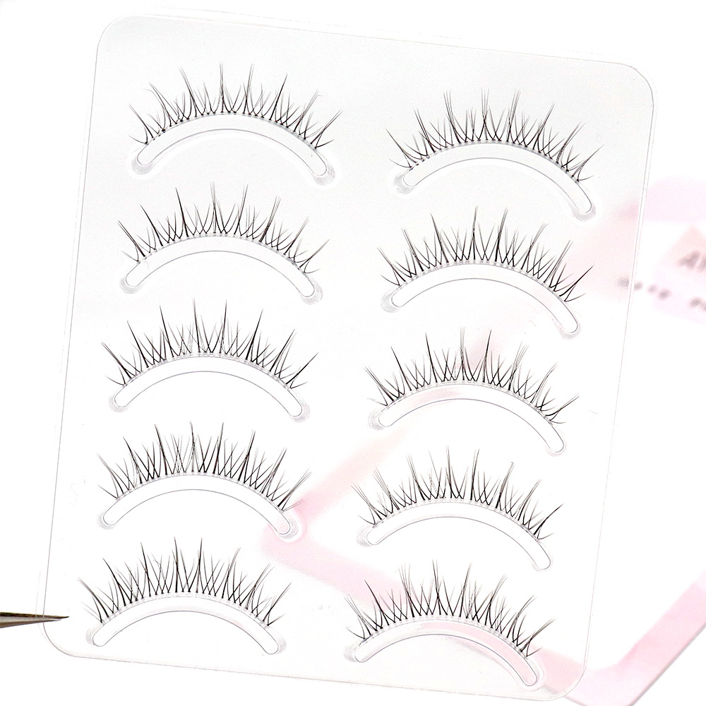 Korean women's group small fresh natural cross eyelash hybrid transparent thin stem false eyelashes can be segmented