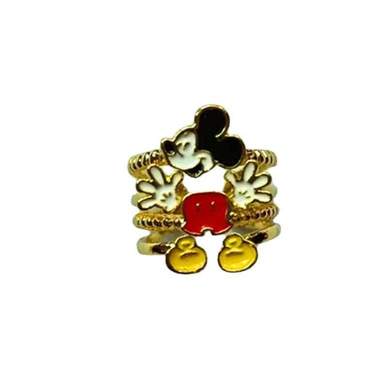 Little Red Riding Book Same Cartoon Cute Mouse Ring Ancient Spirit Strange Jewelry Ring Opening Adjustable for Girlfriend