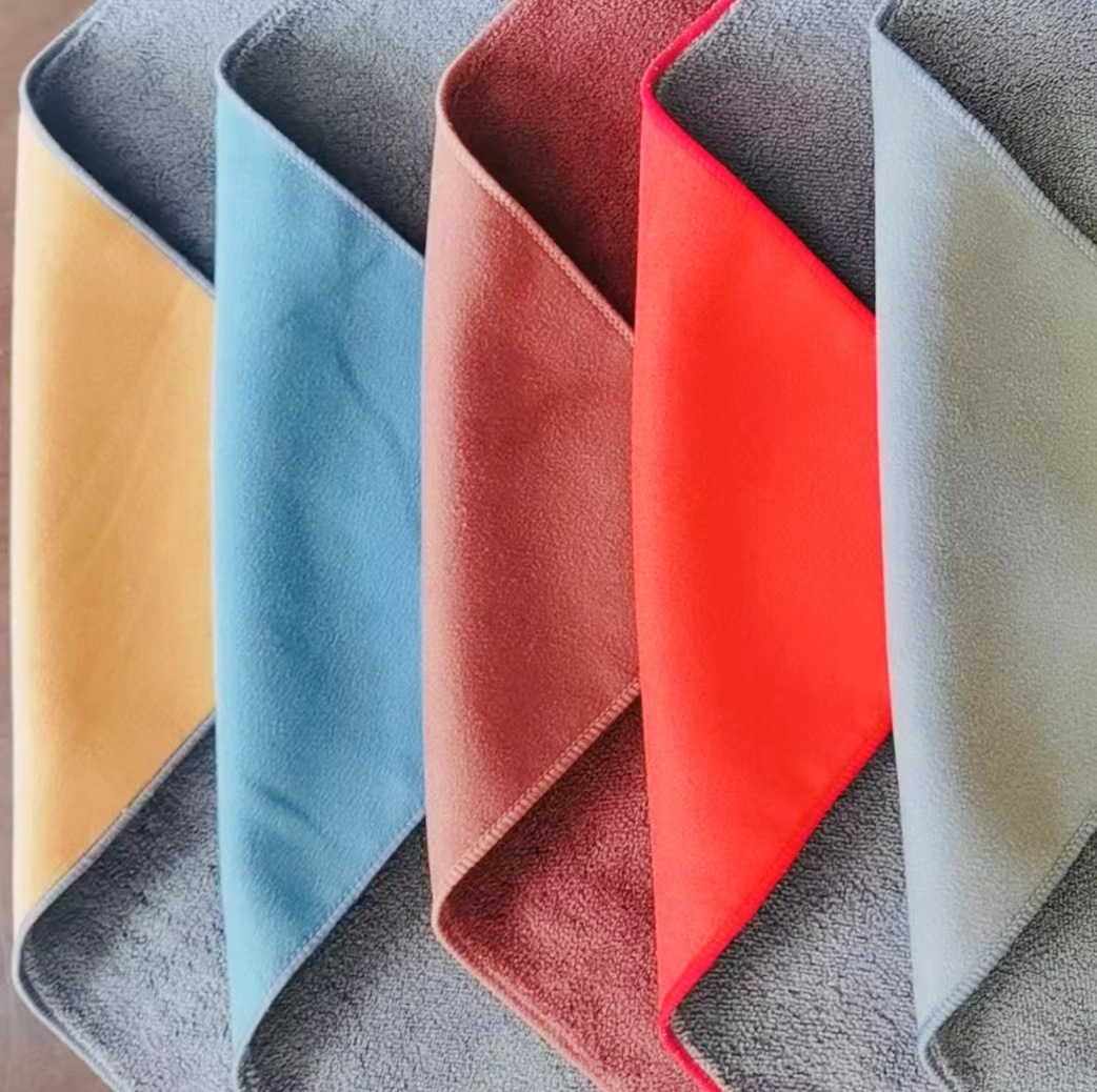 Cross-border suede car towel coral fleece car wash towel double-sided cleaning cloth absorbent car wash small towel customization