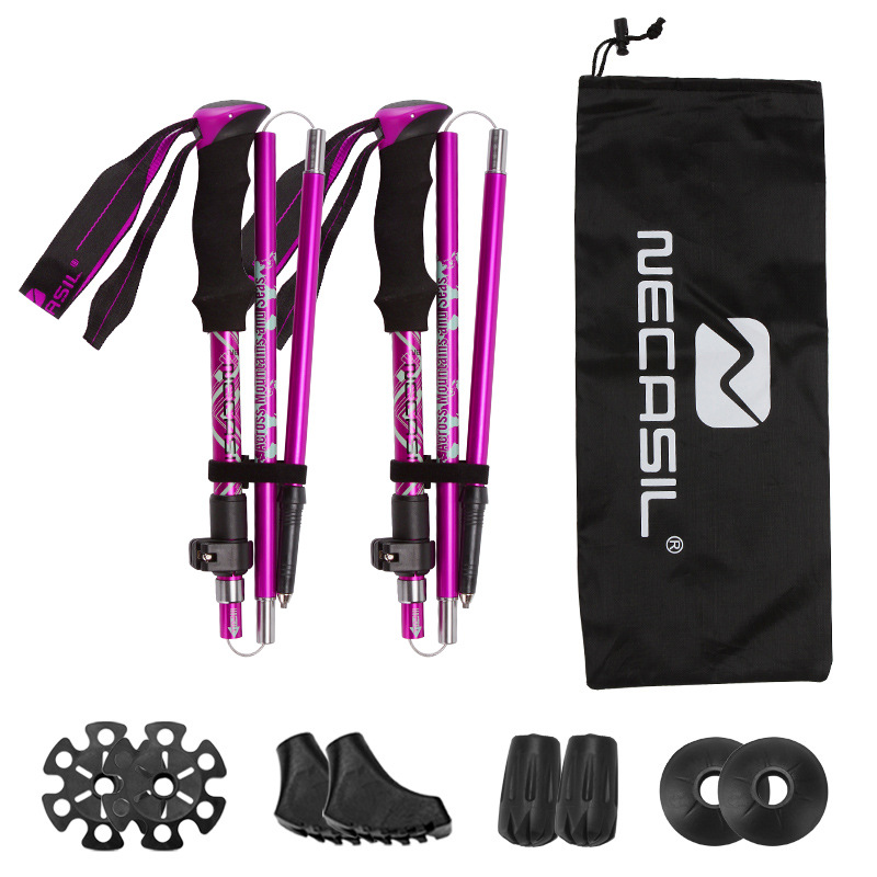 Outdoor Climber Stick Foldable Telescopic Stick Multifunctional Crutch Travel Stick Aluminum Alloy N82 Set