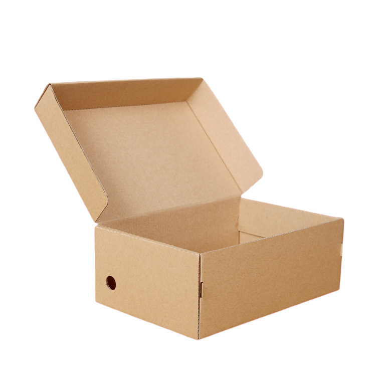 Shoe Box Paper Box in stock Wholesale Small Batch Printing Shoe Box Folding Flip Corrugated Express Packaging Storage Box