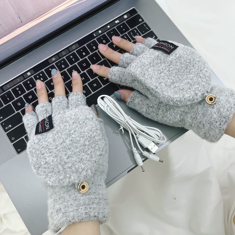 Gants chauffants électriques USB demi-doigts chauffage électrique extérieur intérieur 2 hommes hiver chaud source d'approvisionnement transfrontalière_voghion.com
