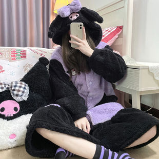 Coolomi cute coral fleece nightgown fleece-lined thickened flannel pajamas women's nightdress winter