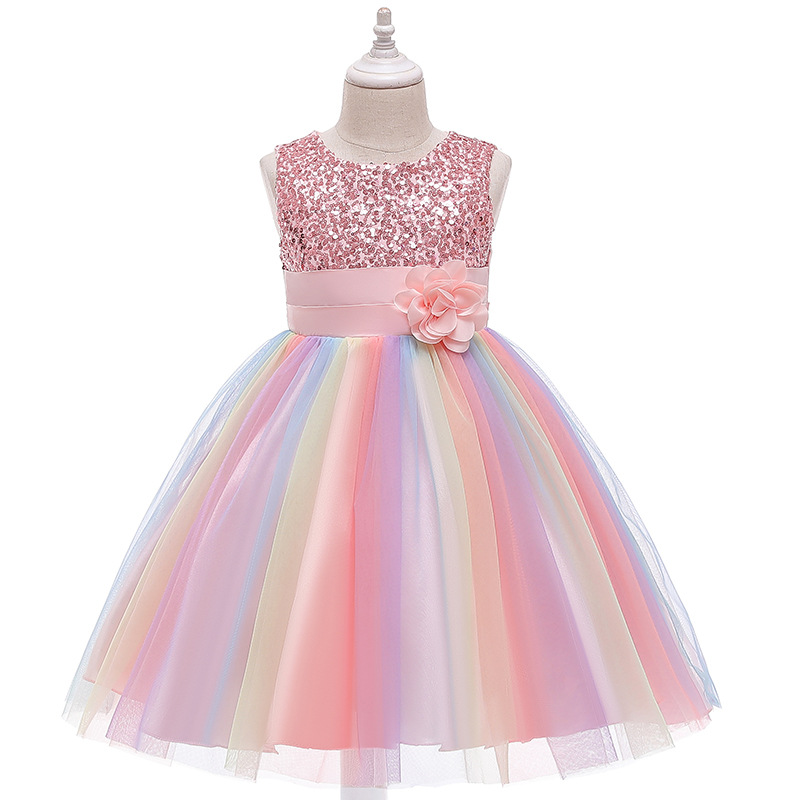 2021 European and American girls puffy dress ins Christmas mesh princess skirt children's clothing Foreign Trade kids dress