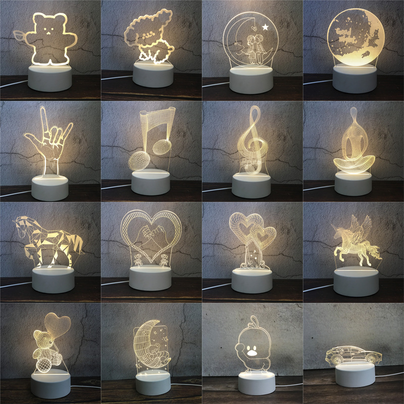 Factory 3D Nightlight Creative Small Table Lamp Christmas Gift Activity Gift acrylic board base wholesale