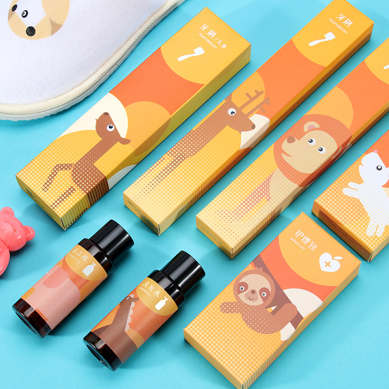 Children's hotel supplies hotel room disposable toiletries toothbrush toothpaste set 2 in 1