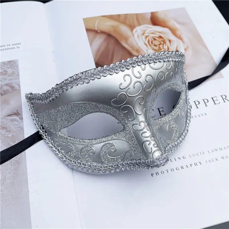 Halloween mask half face men's black handsome mask masquerade adult party lace sexy mask female