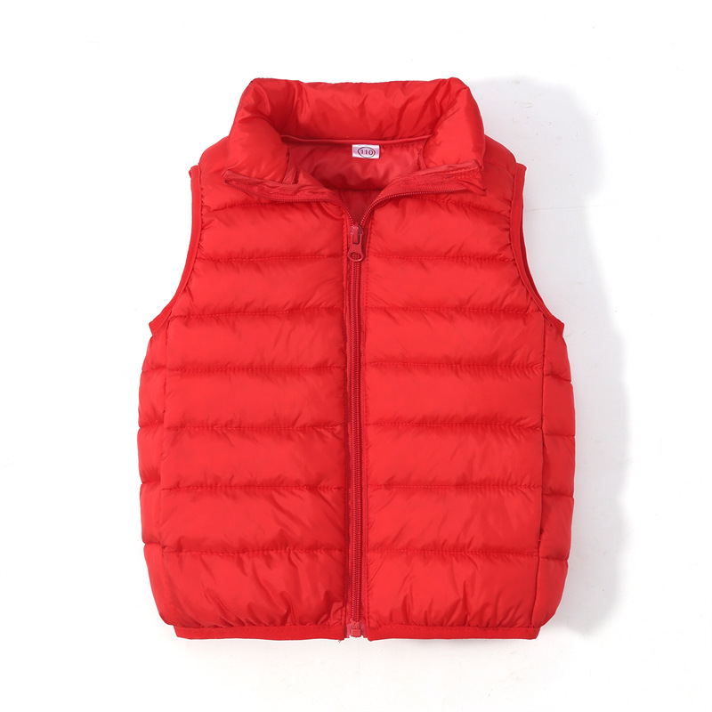 2025 Autumn and Winter Children's Down Cotton Vest Korean Style Light and Thin Boys' and Girls' Baby's Warm Vest with Vertical Collar