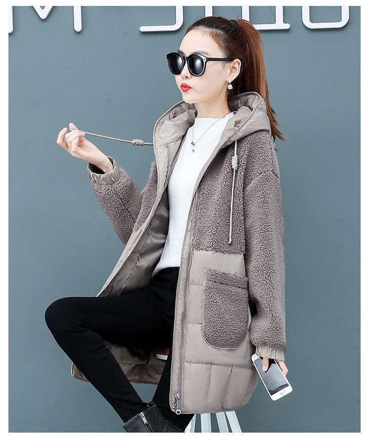 2023 nuovo inverno ispessito di media lunghezza stile coreano ampio taglie forti giacca imbottita in cotone con cuciture alla moda giacca imbottita in cotone di lana di agnello_voghion.com