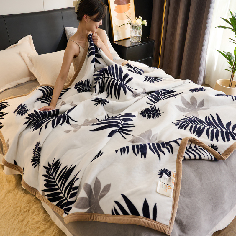 Foreign trade advanced light luxury double-sided velvet blanket milk velvet composite blanket single double-layer nap blanket sofa blanket source