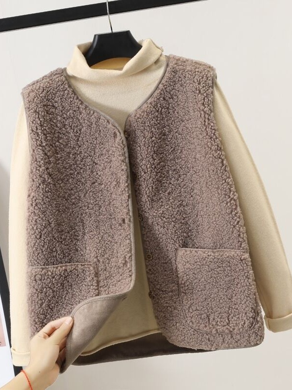 Lamb Wool Vest Women's Coat Short 2023 Autumn and Winter New Fashion Fur One-piece Vest Loose Casual Ware