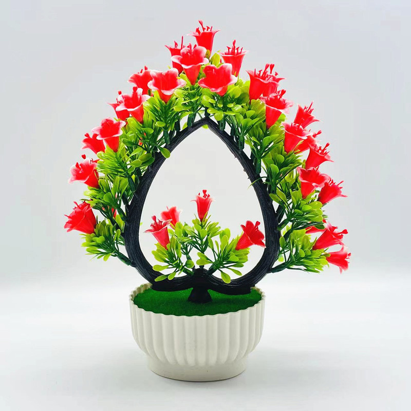 Simulated potted plants, fake flower bonsai, artificial flowers, small potted plants, 2022 new heart-shaped lily bonsai, cross-border supply