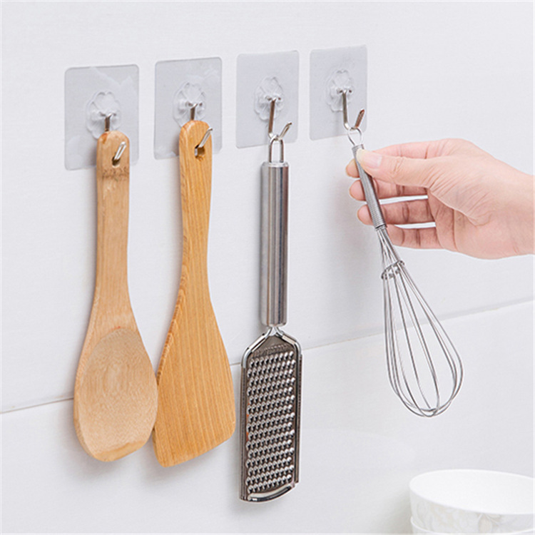 Hook strong adhesive wall hanging transparent seamless load-bearing bathroom kitchen hook paste punch-free sticky hook