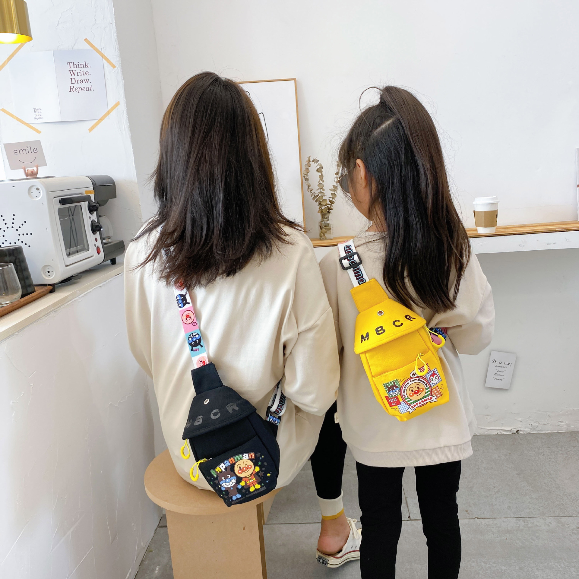 Internet Celebrity Children's Small Satchel New Trendy Fashionable Student Canvas Chest Bag ins All-match Wide Band Shoulder Crossbody Bag
