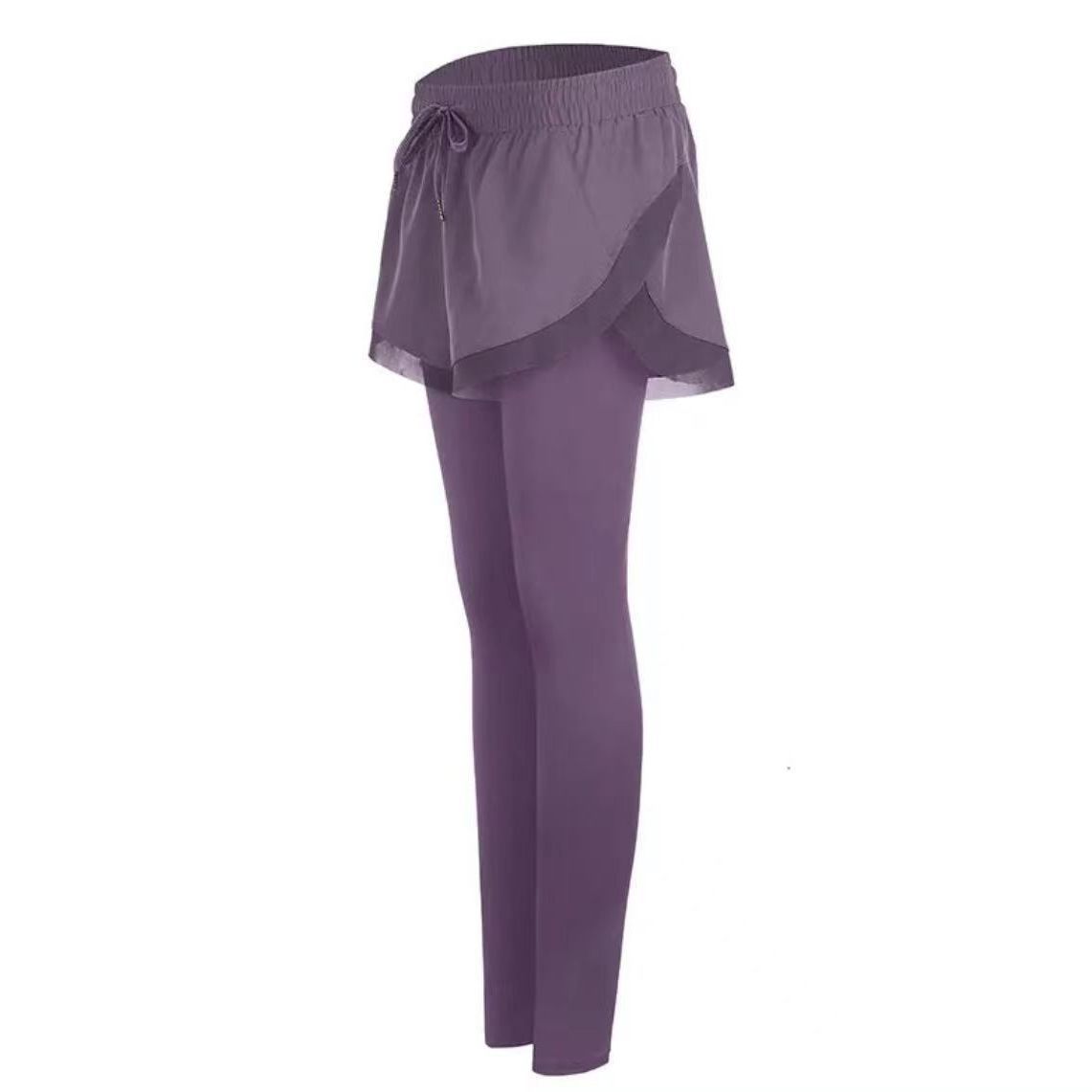 Fake two-piece fitness pants women's elastic tight running sports culottes outer wear quick-drying high waist hip lifting yoga clothes pants