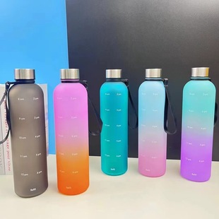 Stainless steel lid small mouth bottle foreign trade gradient spray paint Cup handy cup 1L space Cup handbag collar