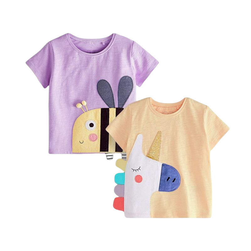 Little maven children's T-shirt 2023 Summer new cartoon top cotton round neck sweat-absorbent girls T-shirt