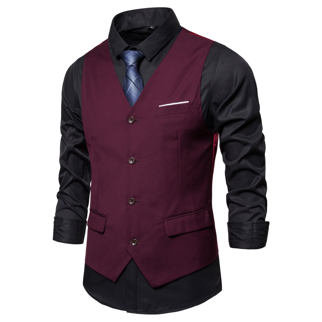 2023 Foreign Trade New Men's Large Size Suit Vest Korean Men's Solid Color Casual Business Single-breasted Vest
