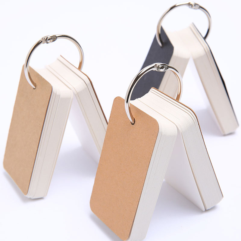 100 blank word card loose-leaf card ring buckle detachable message card note English Memory Card hard card