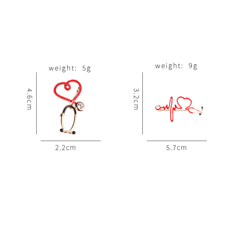 European and American jewelry new ECG alloy brooch creative cartoon stethoscope series paint badge wholesale