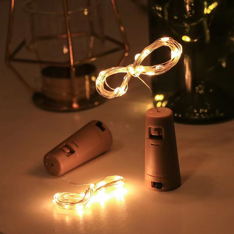 LED wine bottle light string copper wire light string button battery wine stopper light mini bottle cap light string gift Christmas lantern