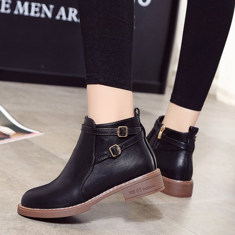 Cross-border autumn and winter New Martin boots women's low heel belt buckle short boots Women's large size foreign trade women's boots wholesale