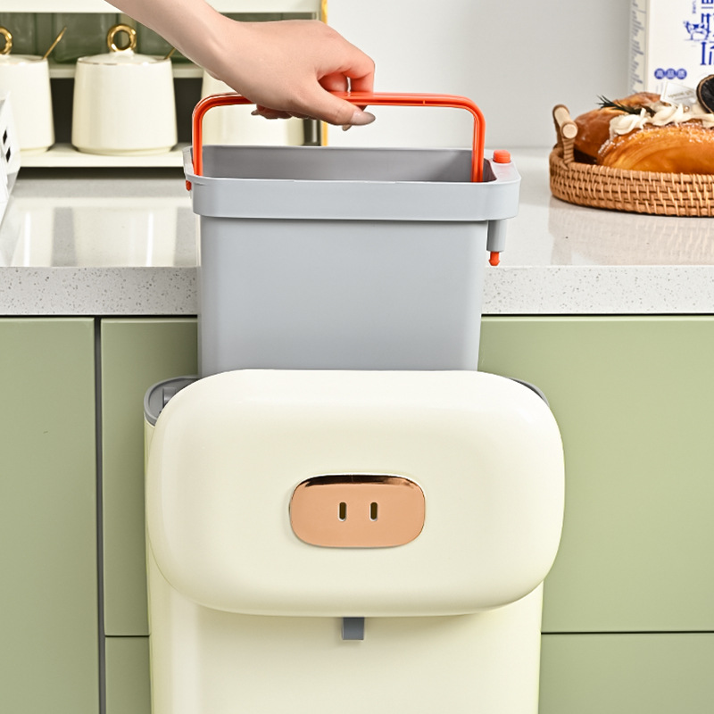 Cartoon Kitchen Trash Bin Wall-mounted Cabinet Door-mounted Barrel High-value Household Living Room Trash Bin with Lid Toilet