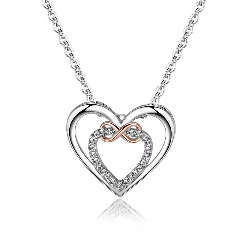 Cross-border new two-color love necklace female personality temperament creative Unlimited Love 8-word clavicle chain heart-shaped necklace batch