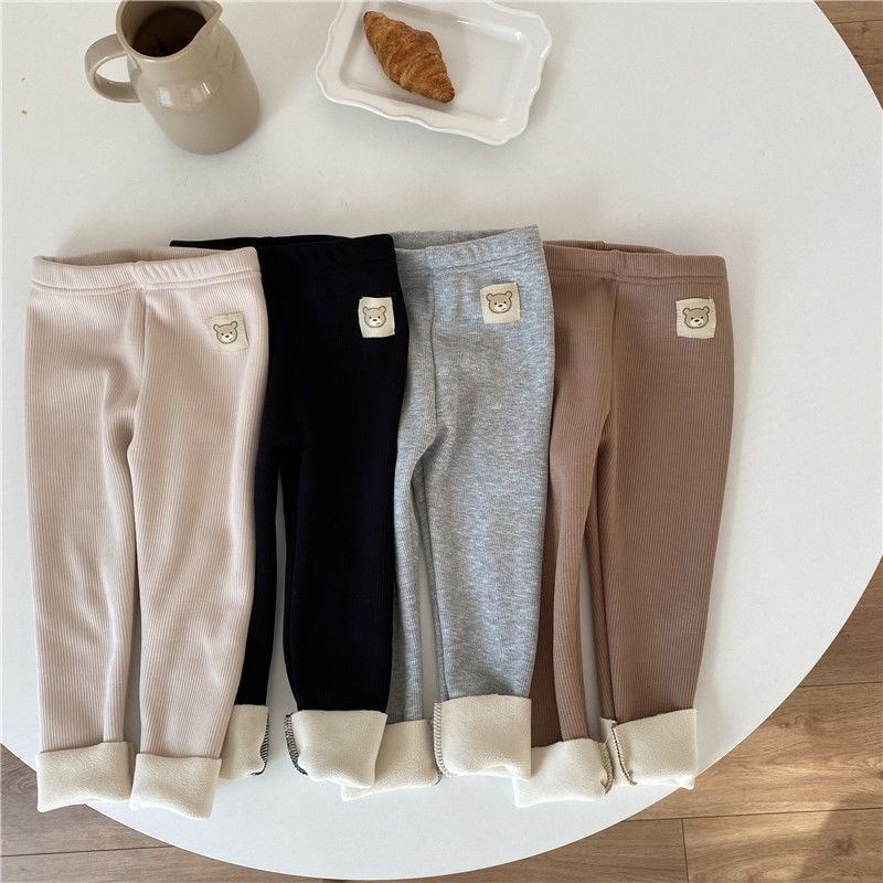 Autumn and Winter New South Korea Girls One-piece Velvet Fashion All-match Leggings Boys' Baby Velvet Stretch Leggings Trousers