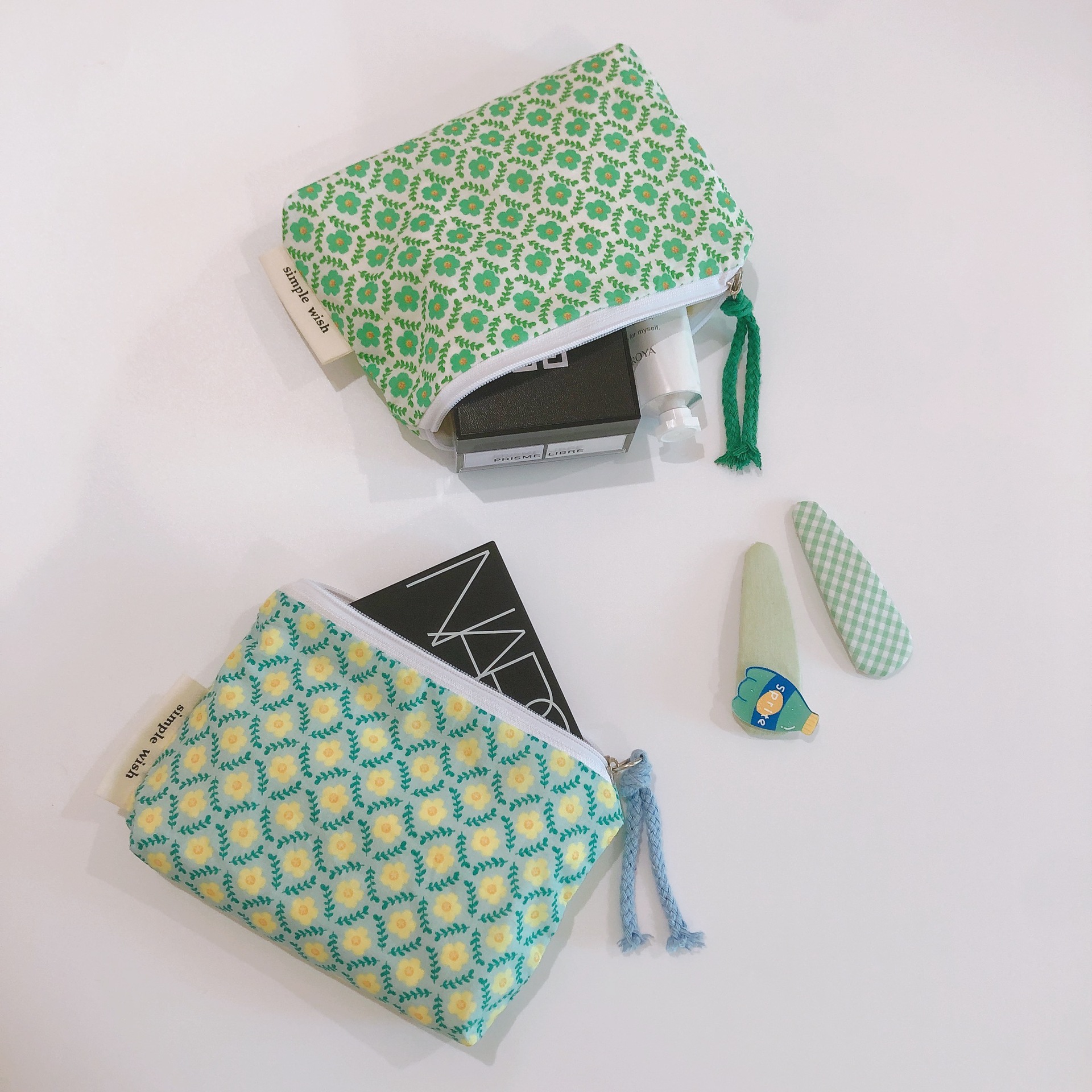 [Suxi cloth bag] fresh floral cotton coin purse at any time Mini Storage small cloth bag moon bag earphone bag