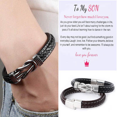 European and American Fashion Commuter bracelet Men's bracelet Leather bracelet Alloy Magnetic Twist Punk bracelet