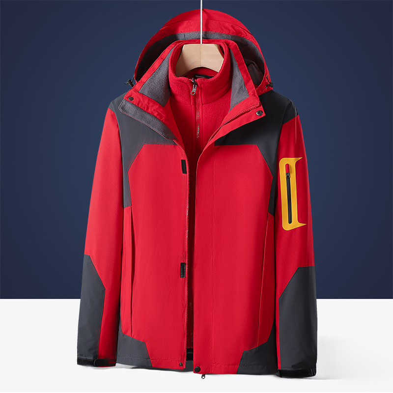 Autumn and Winter Outdoor Jacket Men's Three-in-One Two-Piece Detachable Windproof Waterproof Mountaineering Jacket for Women