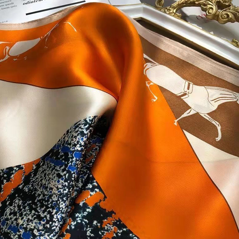 Silk Scarf Women's 2023 New High-end Silk Spring and Autumn All-match Shawl Thin Sunscreen Scarf Neck Protection Western Style Scarf