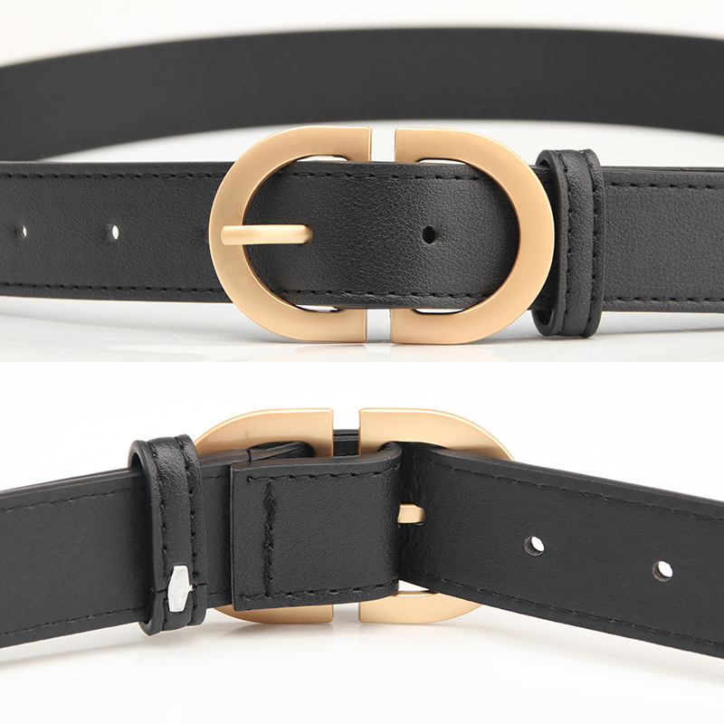 New Korean style ins style women's belt simple all-match double D alloy pin buckle imitation leather jeans belt manufacturer