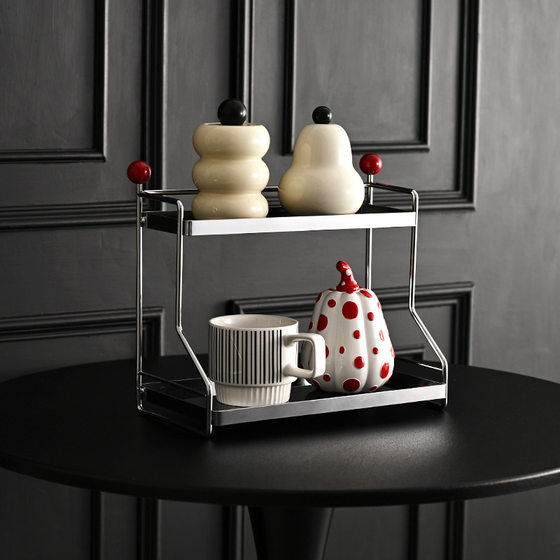 Double-ball Middle-style Iron Desktop Water Cup Storage Rack Table Bedroom Bathroom Kitchen Acrylic Storage Rack