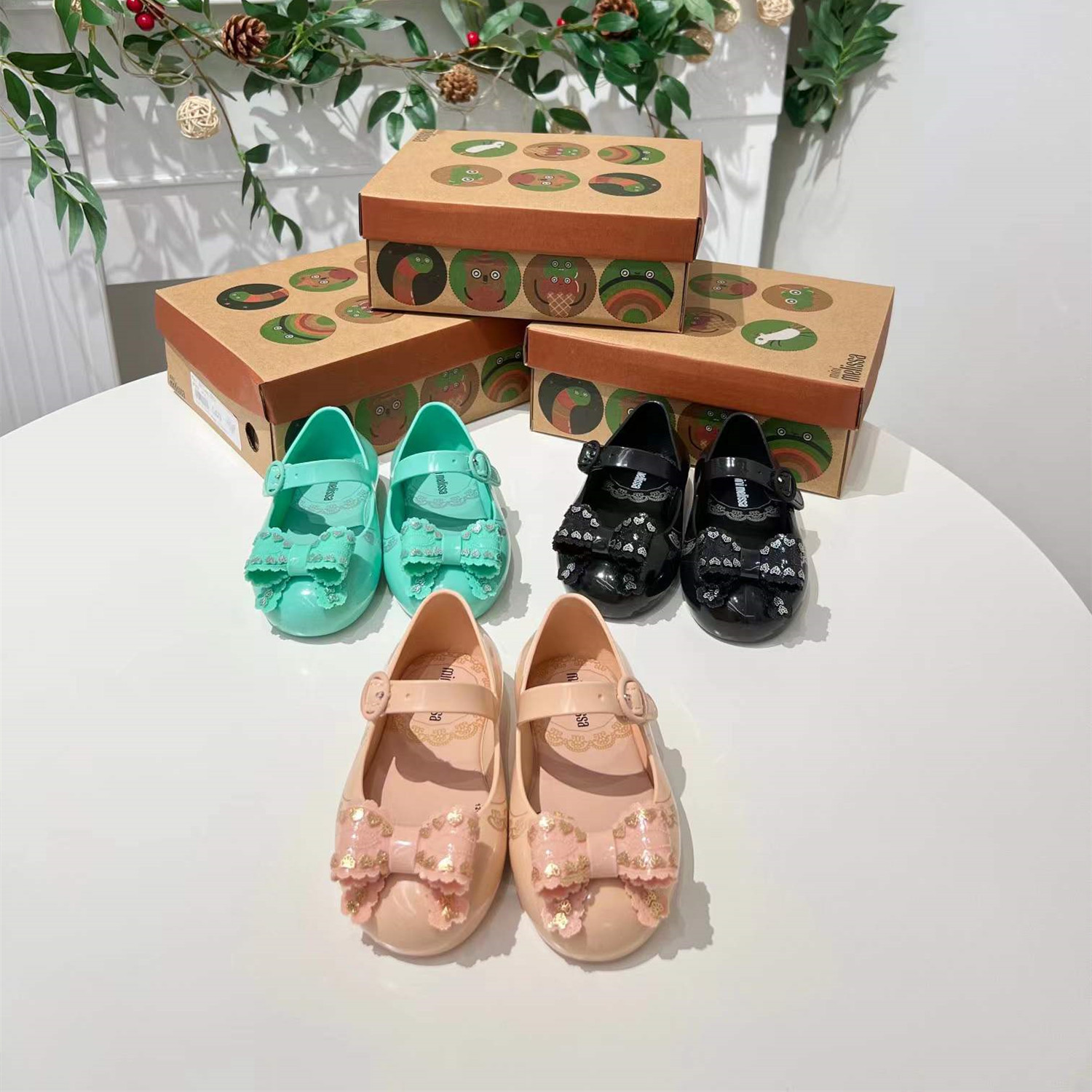 22 Spring and Autumn melissa Melisa children's shoes Children's closed toe princess shoes bow jelly shoes baby single shoes women