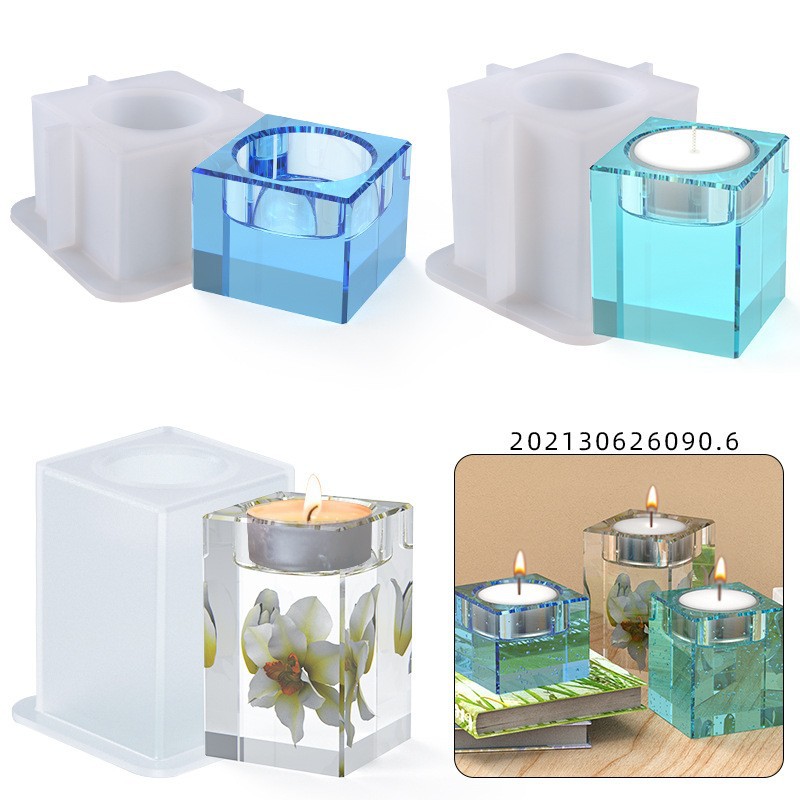 diy水晶滴膠樹脂模具方形燭台擺台飾品硅膠模具