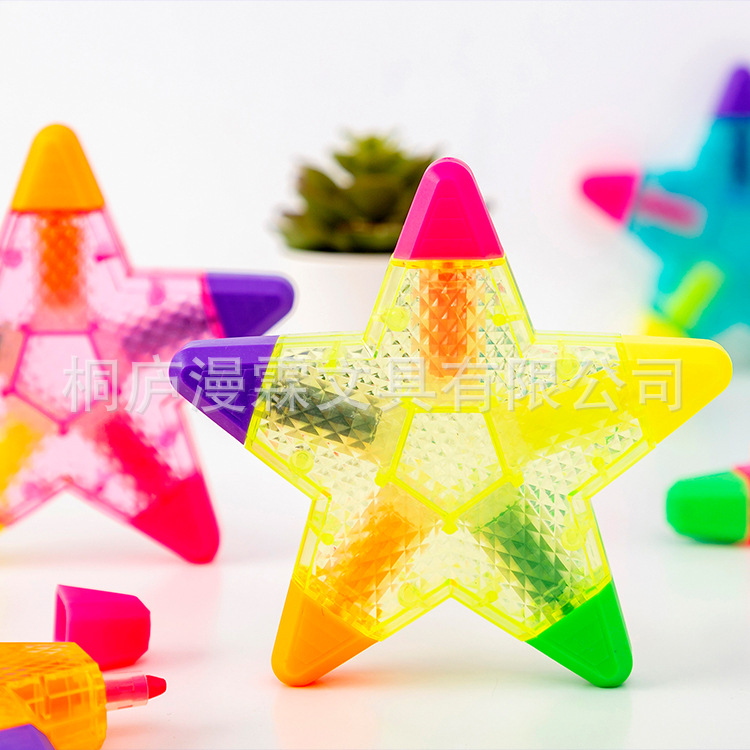 Five-pointed star fluorescent pen creative children's gift puzzle modeling marker pen environmental protection export color marker pen