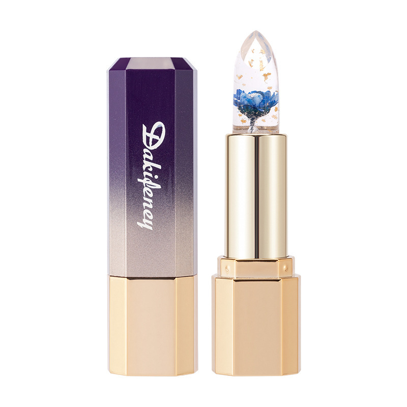 Petal flower lipstick transparent jelly discoloration gold foil temperature lipstick non-stick Cup does not fade moisturizing wholesale
