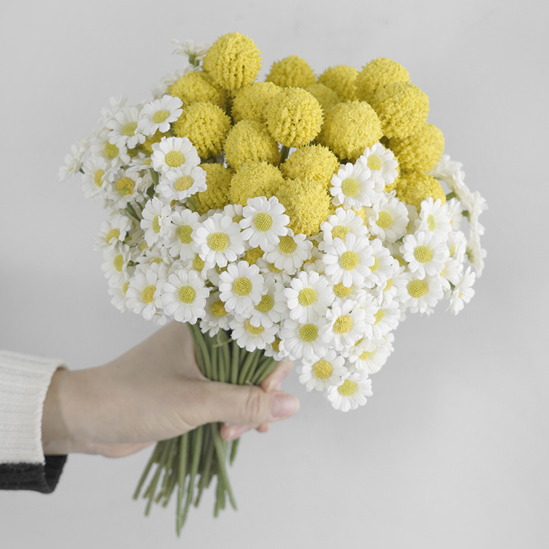 Korean ins style fresh simulation white Daisy fake flower studio shooting props simulation handle beam chamomile