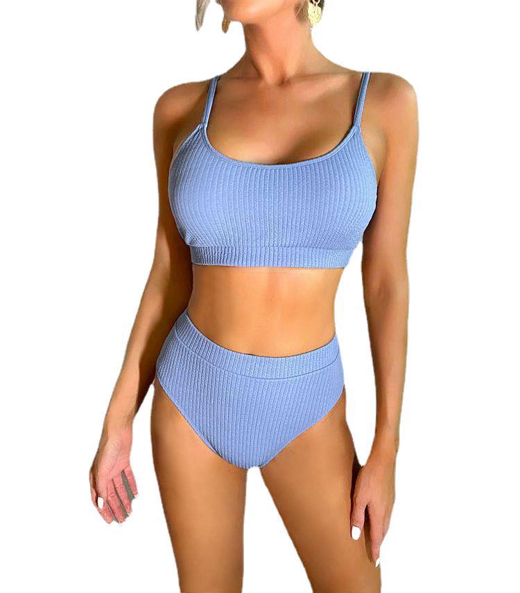 2023 European and American new color matching bikini foreign trade bikini swimsuit women's sexy split swimsuit